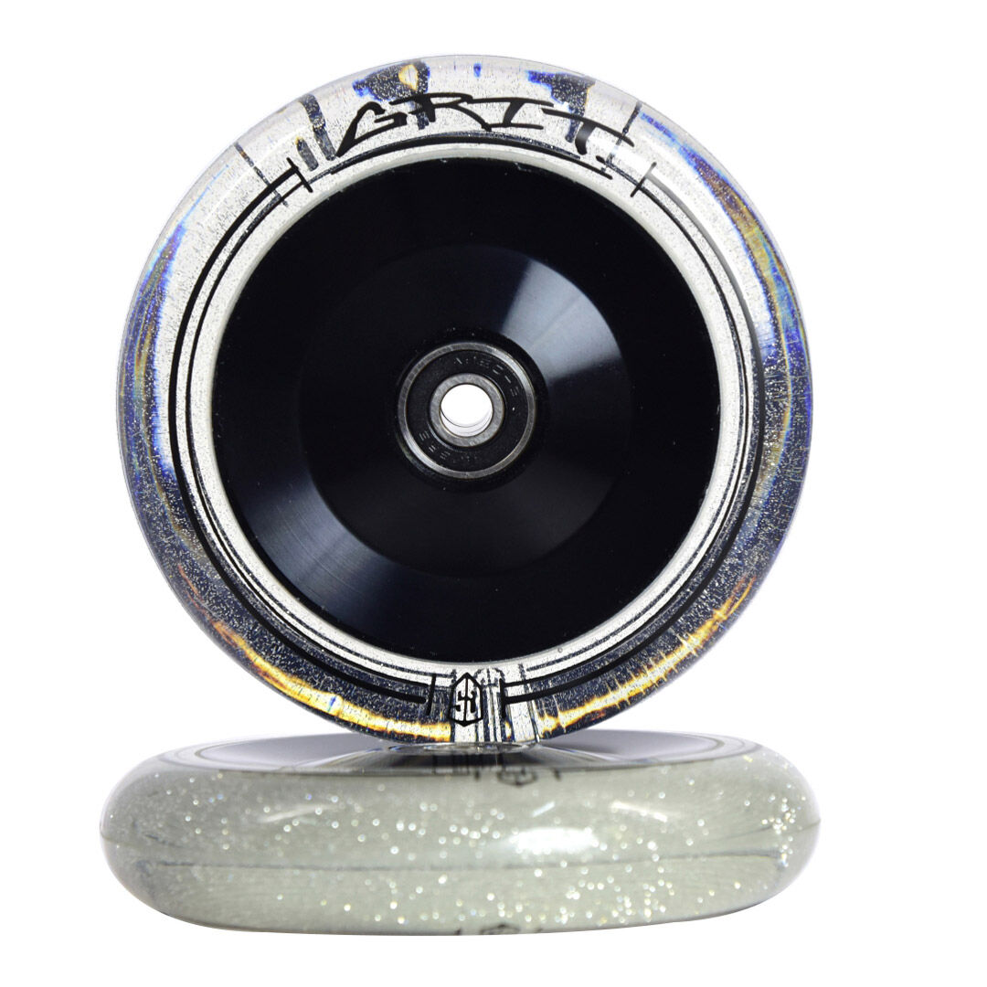 Grit 110MM x 24mm wheels - Black Core/Clear PU (Pair)
