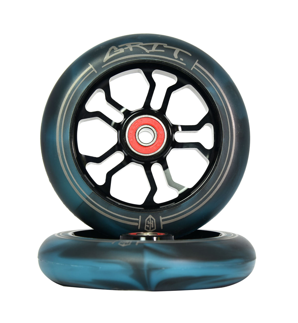 Grit 110mm Wheel Black/Teal Black Swirl