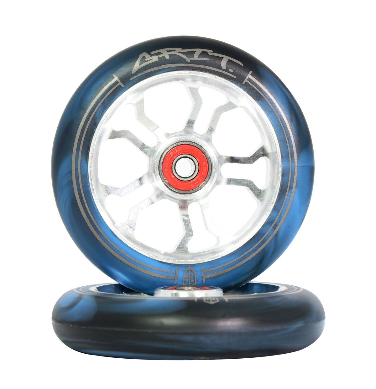 Grit 110mm Wheel Silver/ Blue Black Swirl