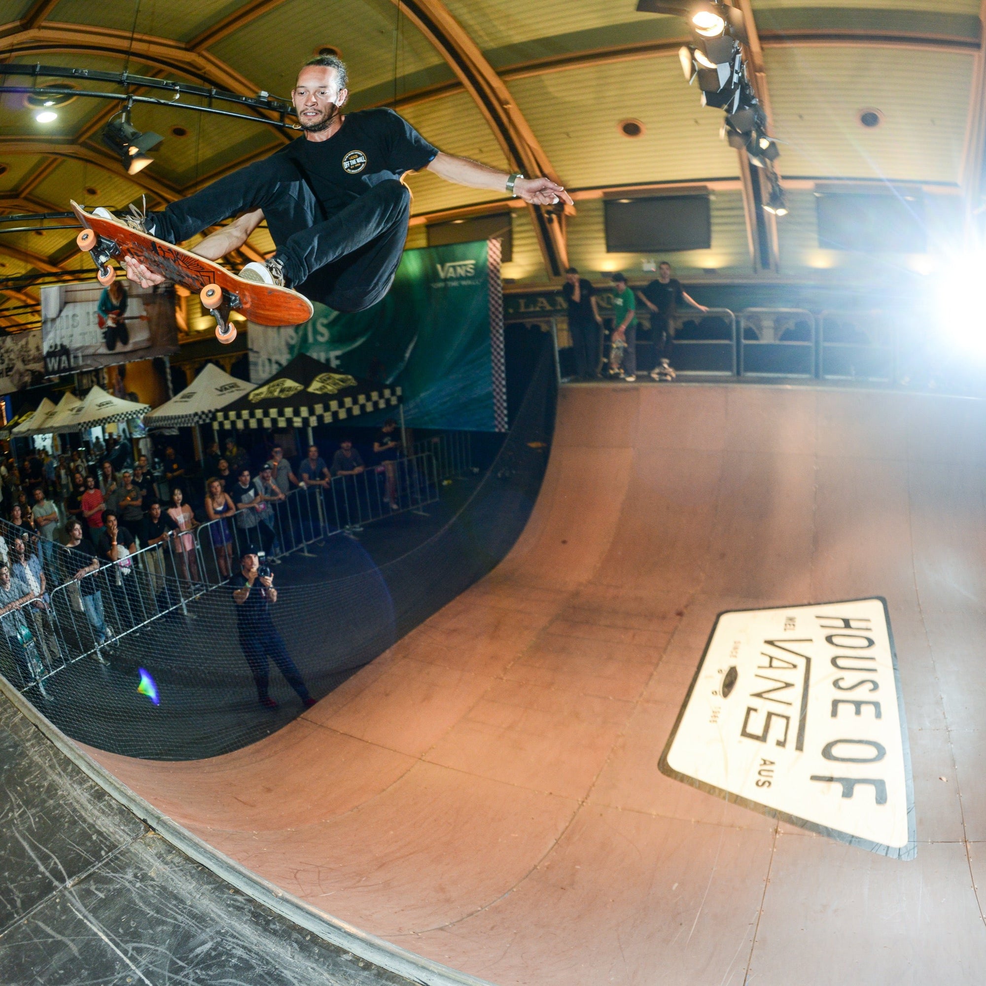 Skateboarding half pipe show example at the House of Vans Event in Melbourne.