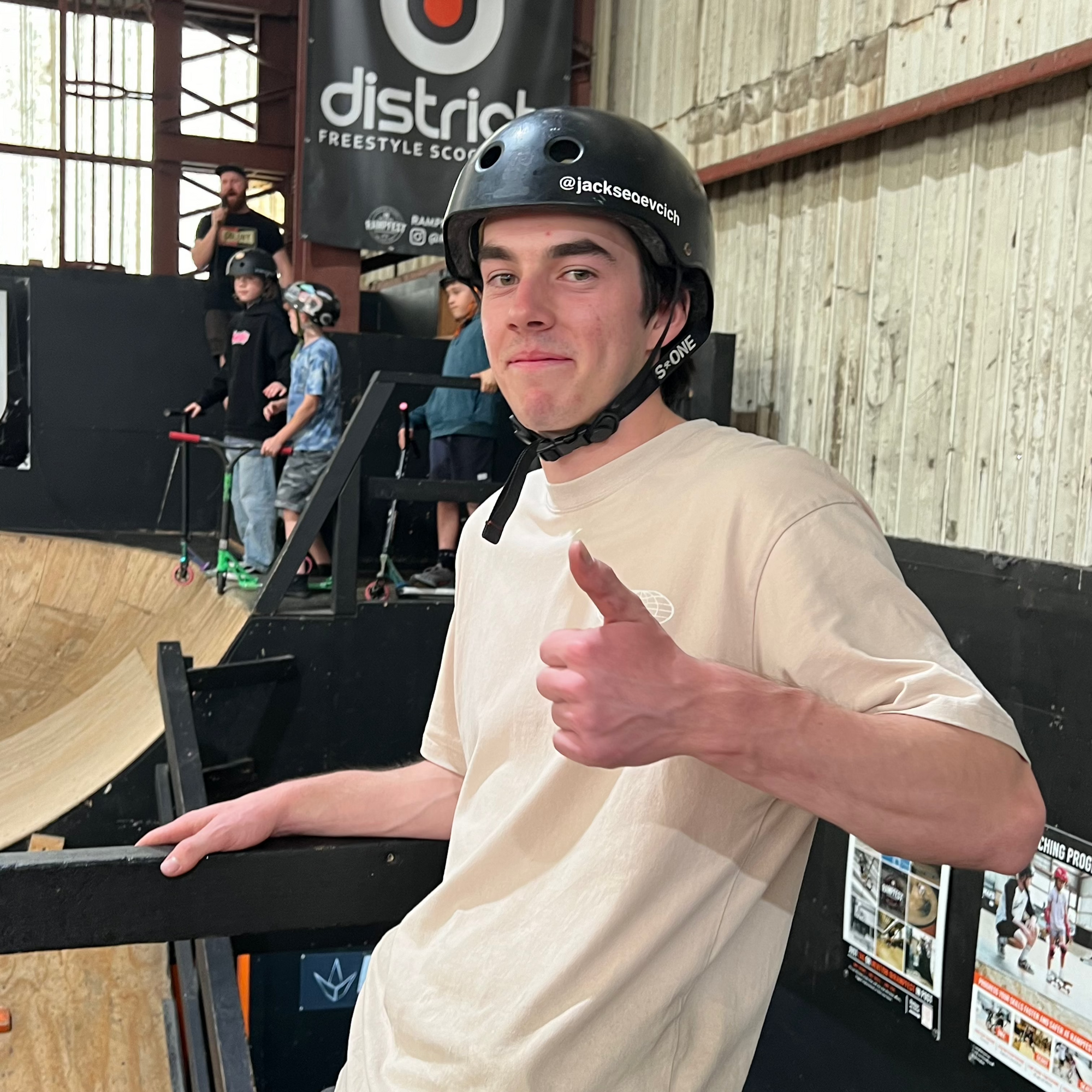 Jack Sedevcich, RampFest Scooter Coach, enjoying the vibes at a RampFest Scooter Event.