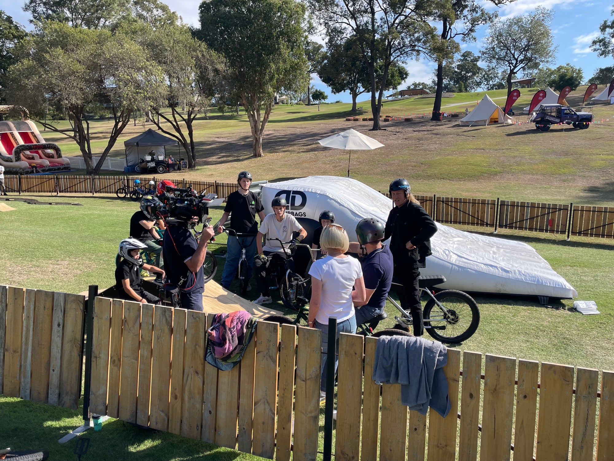 RampFest Show Team doing a media interview before performing a BMX Airbag Stunt Show in Brisbane.