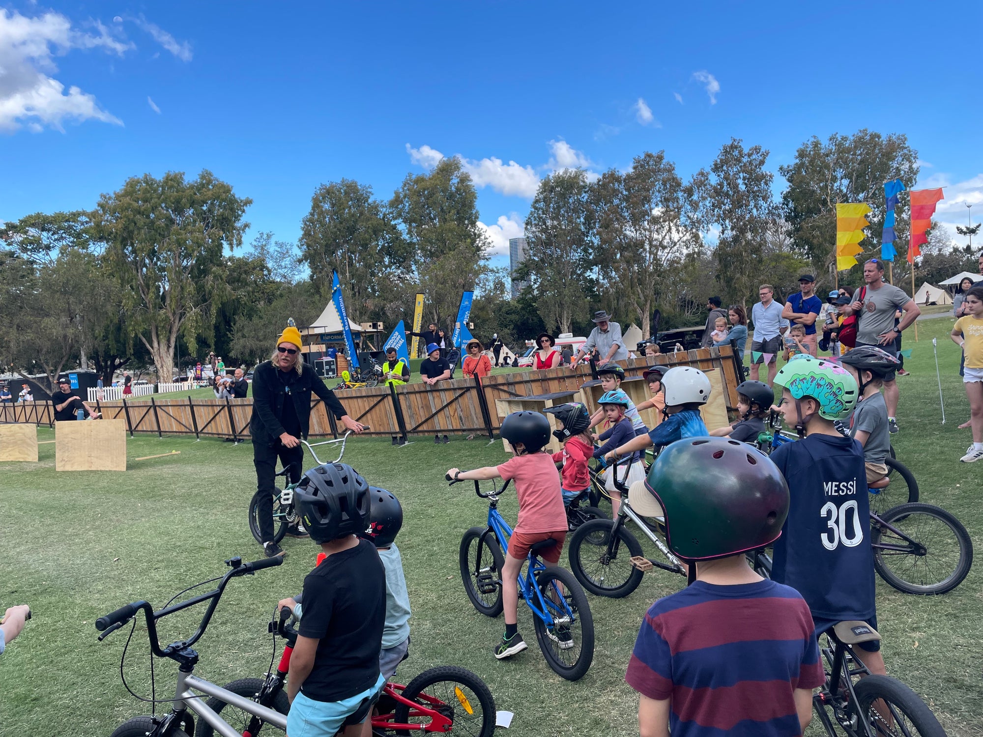 RampFest BMX Coach running a pop up BMX Clinic at an event in Brisbane.