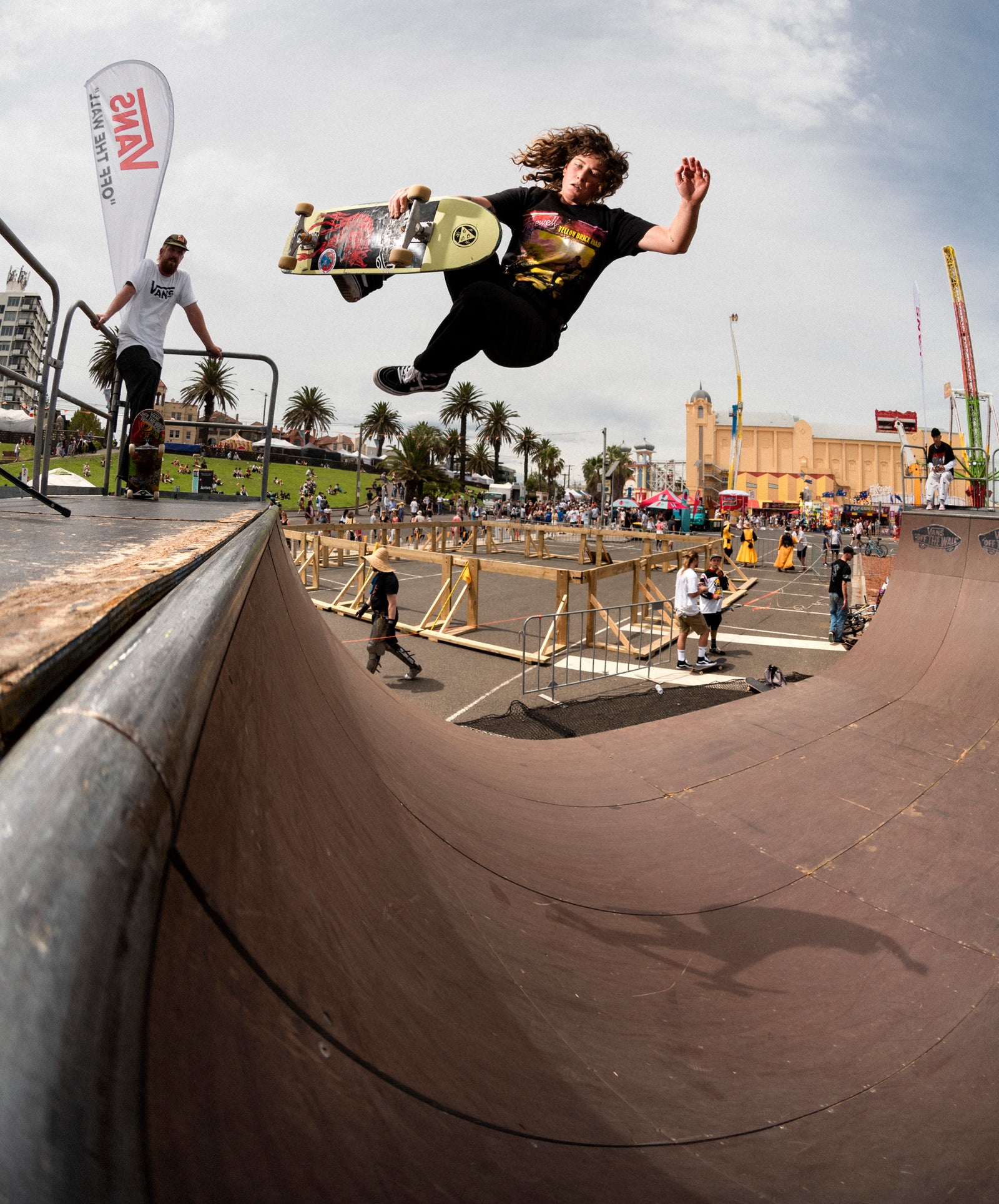RampFest Half Pipe Show at St Kilda Festival in Melbourne, featuring Pro Skater, Shanae doing a Boneless.