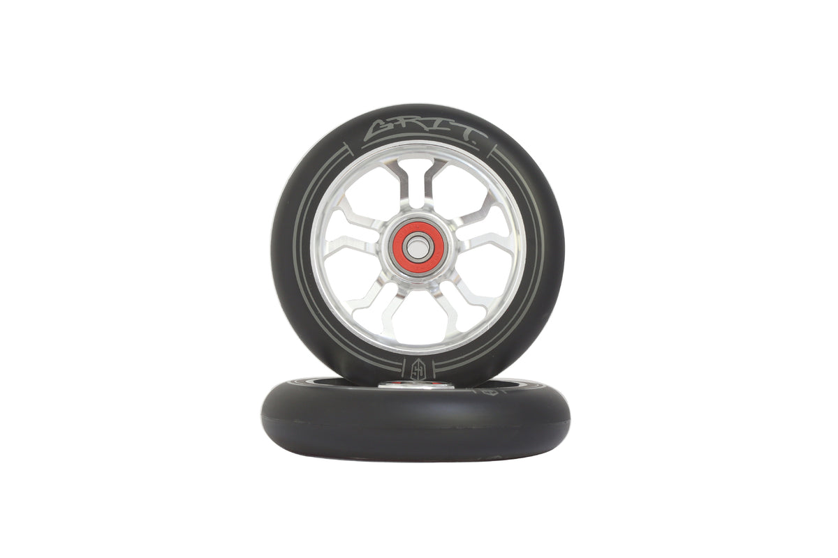 Grit 10R Wheels - 110x24mm Silver /Black PU (Pair) - RampFest Indoor Skate Park Melbourne