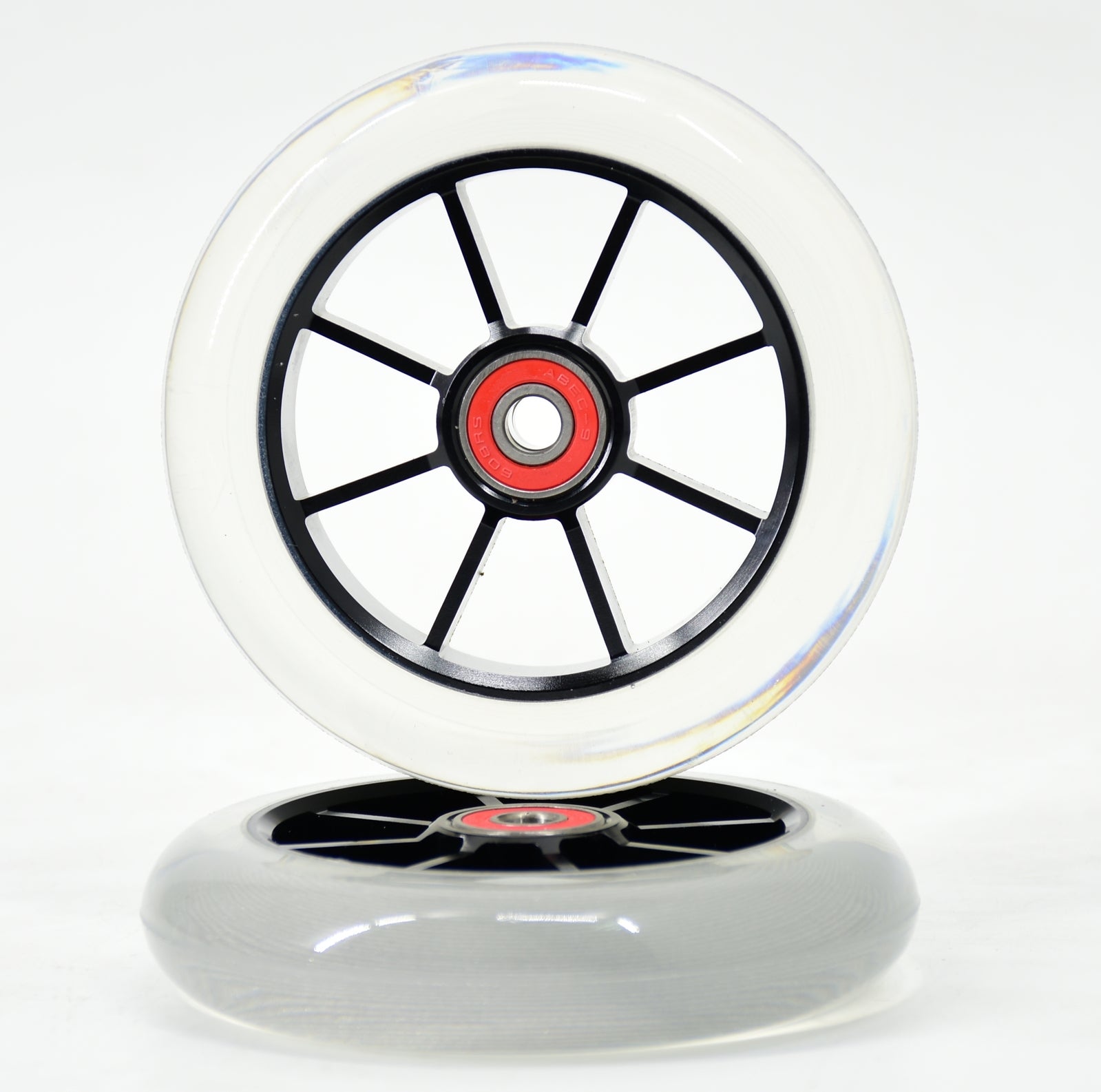 8 Spoke 110mm wheel Black/Trans Clear PU - (pair)