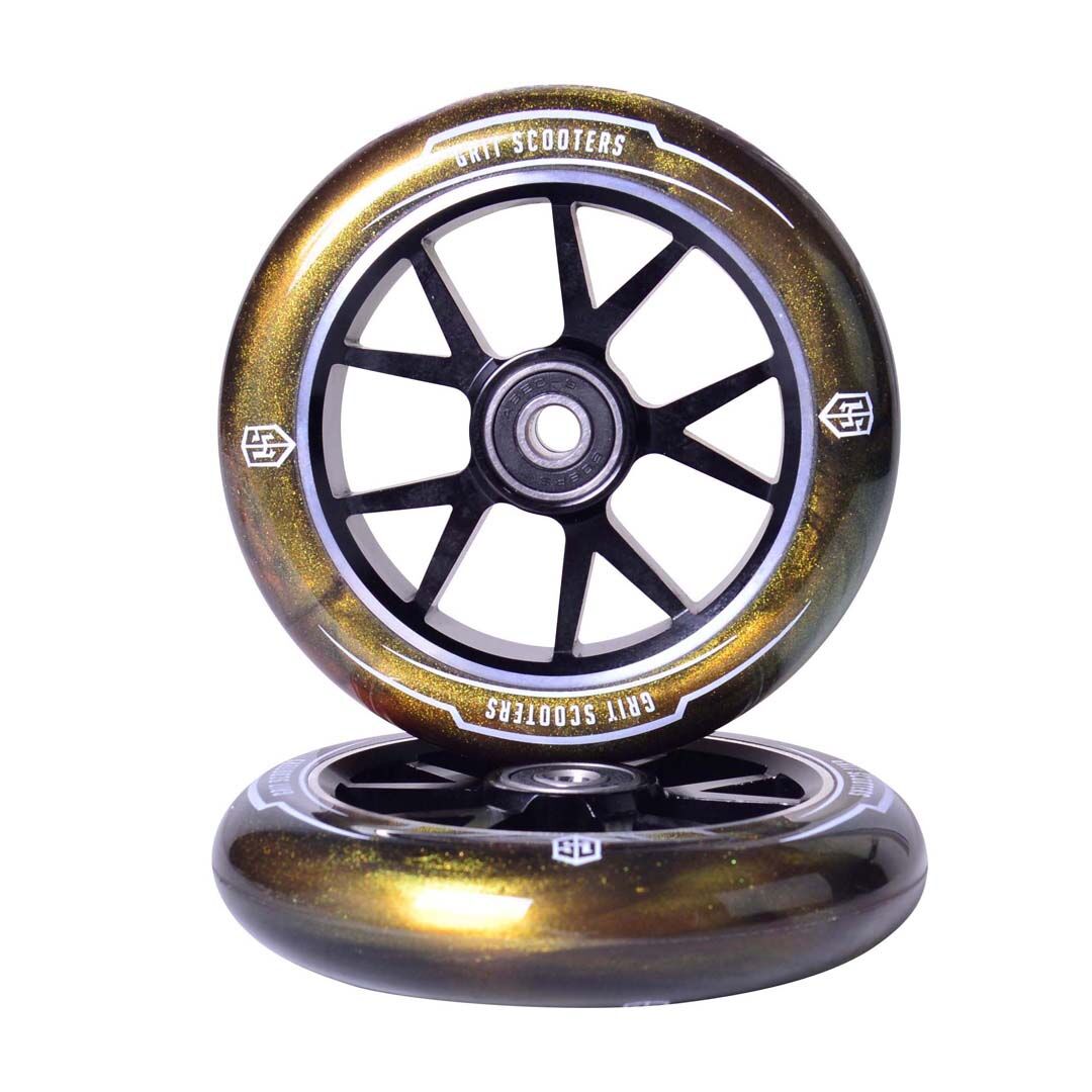 Grit Alloy 110mm Wheels - Gold Urethane with Black Core (pair)