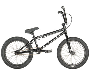 division blitzer 18 inch bmx bike in black with white stickers