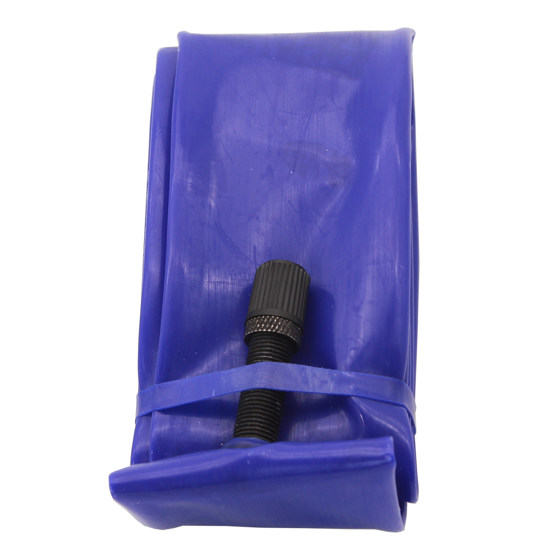 Blue eclat bmx inner tube with a black valve on a white background