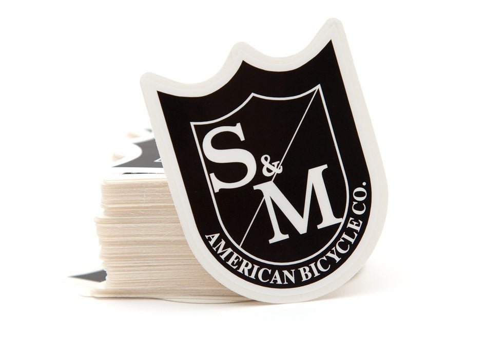 S&M Shield Sticker - Black/White Medium | Shop BMX online at RampFest Indoor Skatepark