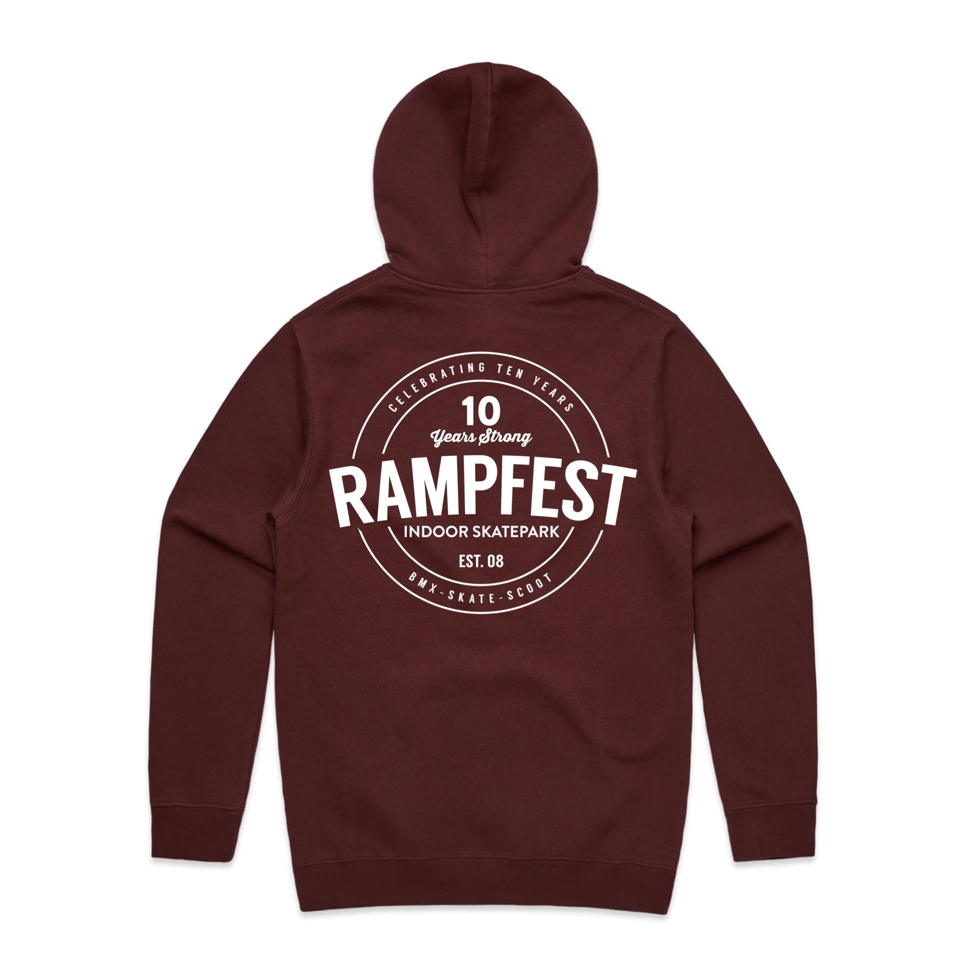 RampFest "10 Years Strong" Hoodie - Burgandy