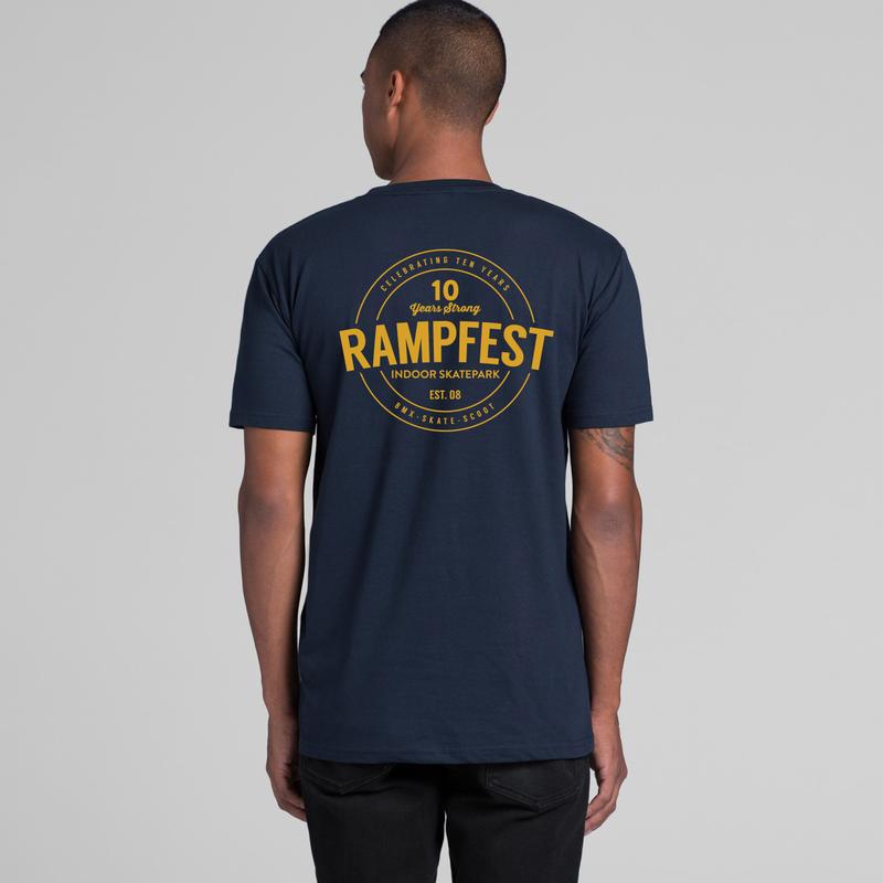 Youth Rampfest 10 Year Anniversary Tee - Navy/Gold - RampFest Indoor Skate Park Melbourne