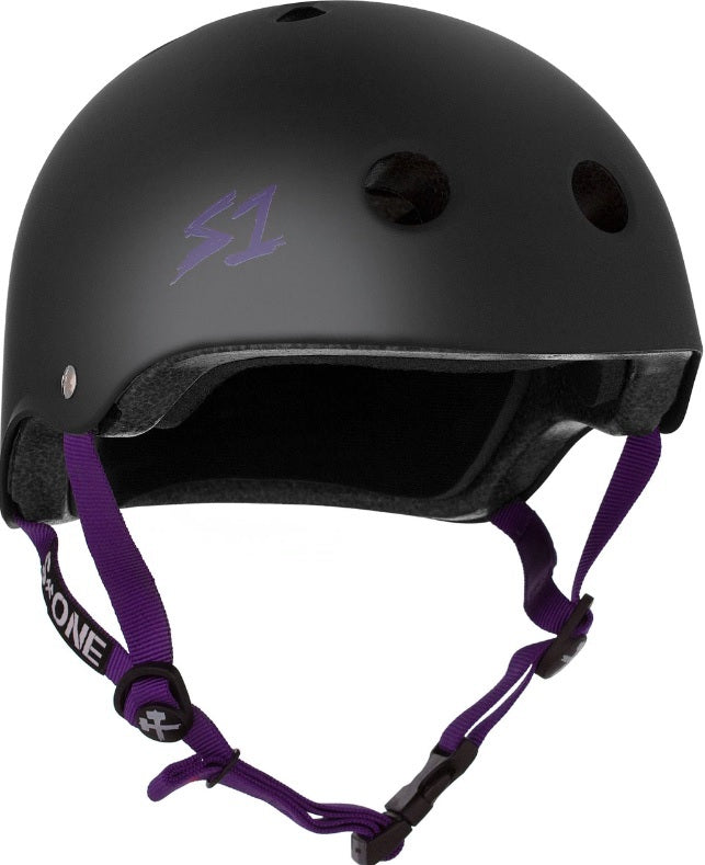 S1 Lifer Helmet - Black Matte/Purple Straps